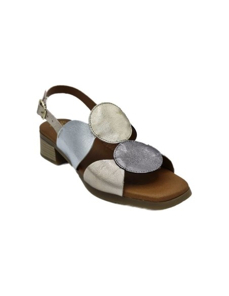 SANDALIA VESTIR PIEL METAL PLATA 2684