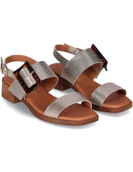 SANDALIA PIEL TACON BAJO