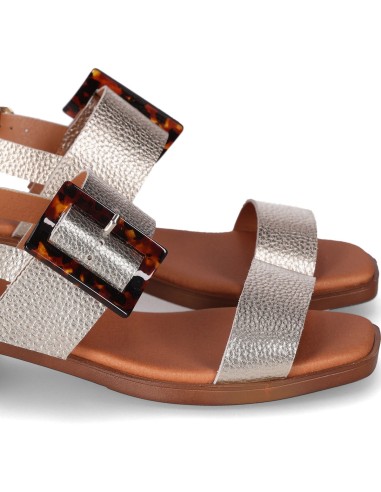 SANDALIA PIEL TACON BAJO