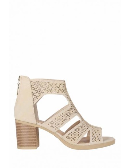 SANDALIA PIEL VEGANA TACON MEDIO